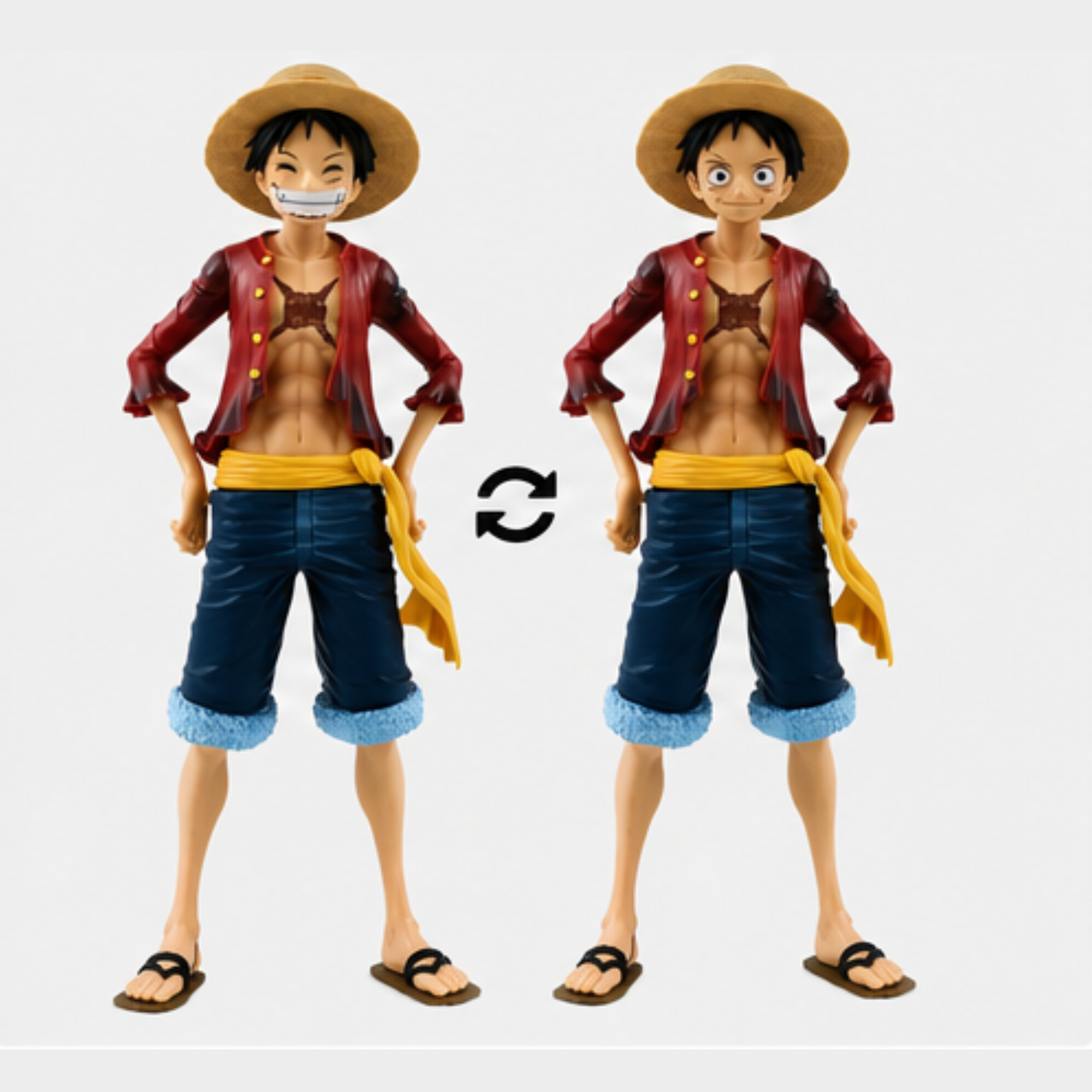 One Piece Monkey D. Luffy Action Figure | 29.5 cm Anime Collectible Statue with Interchangeable Face | Premium PVC Display Model for Fans & Collectors