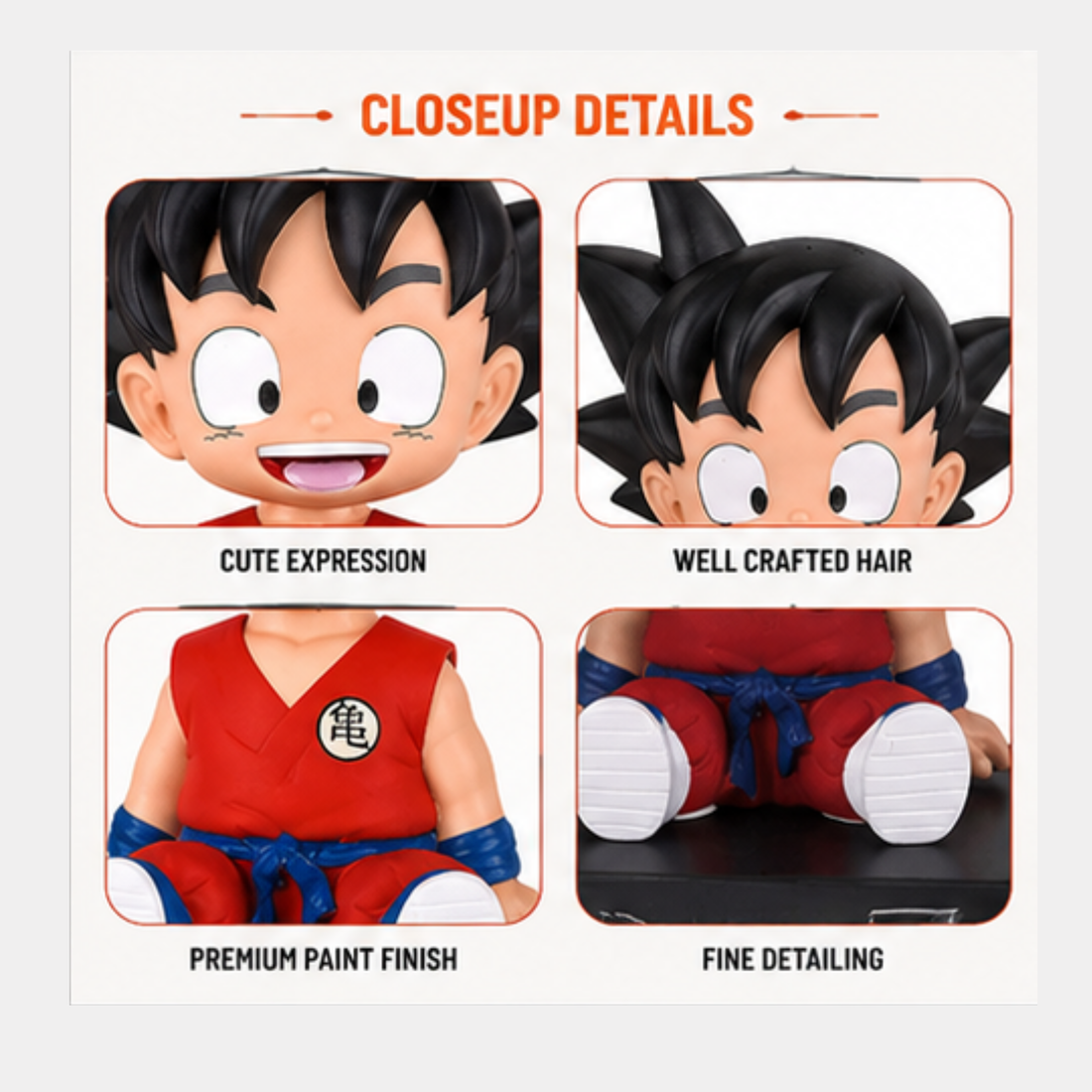 Kid Goku Sitting Figure | Dragon Ball Z Anime Collectible Statue | Premium Desk & Shelf Decor | Cute Chibi Figure for Fans & Collectors
