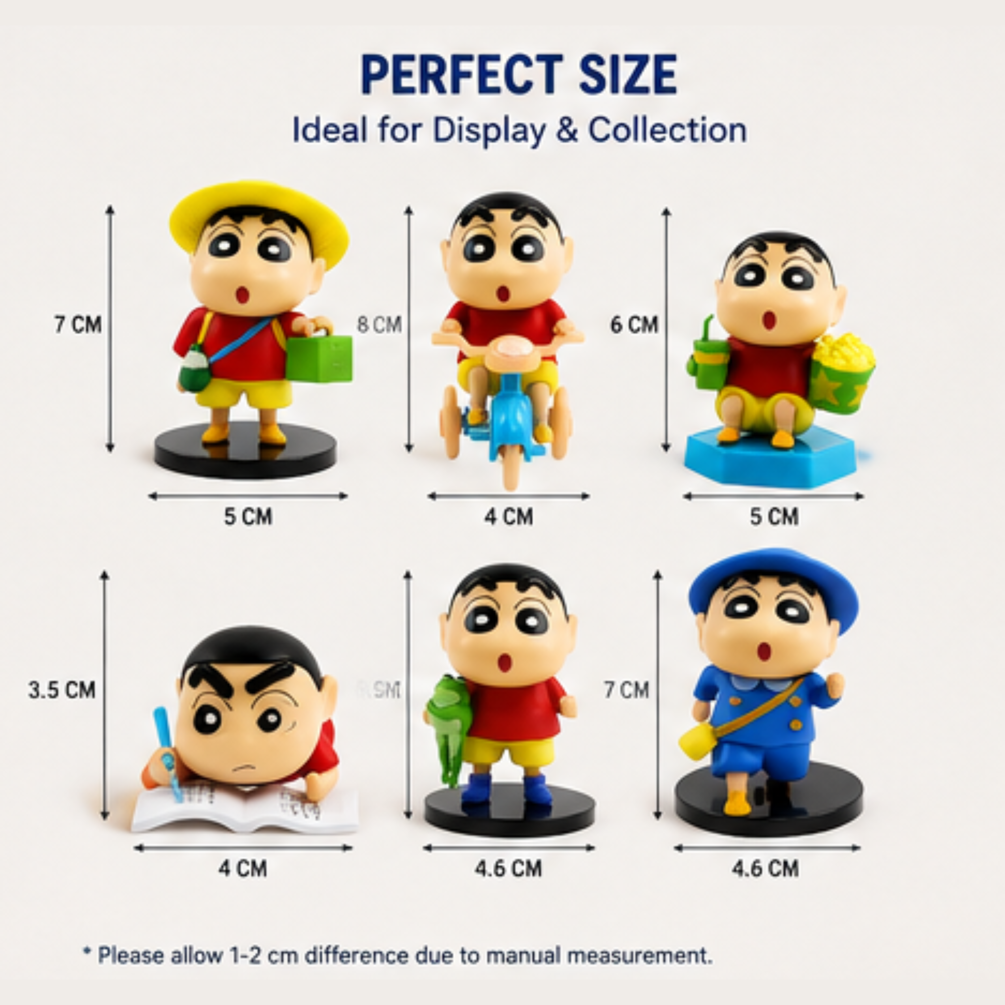 Shin Chan Mini Figure Set – 6 Piece Cartoon Character Collectible Toy Set for Desk Decor, Home Decoration & Anime Fans