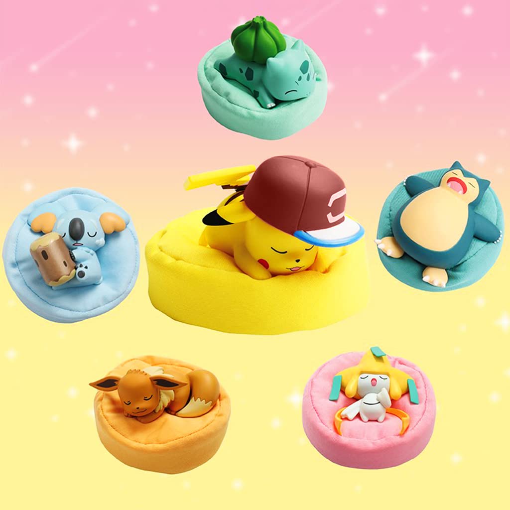 Cute Sleeping Monster Pocket Plush – Soft Desk Decor & Collectible Mini Plush | Pokémon 6-Piece Action Figure Set