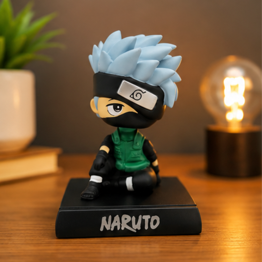 Kakashi Hatake Bobblehead Mobile Stand | Naruto Dashboard & Desk Decor Figure | Anime Phone Holder Collectible