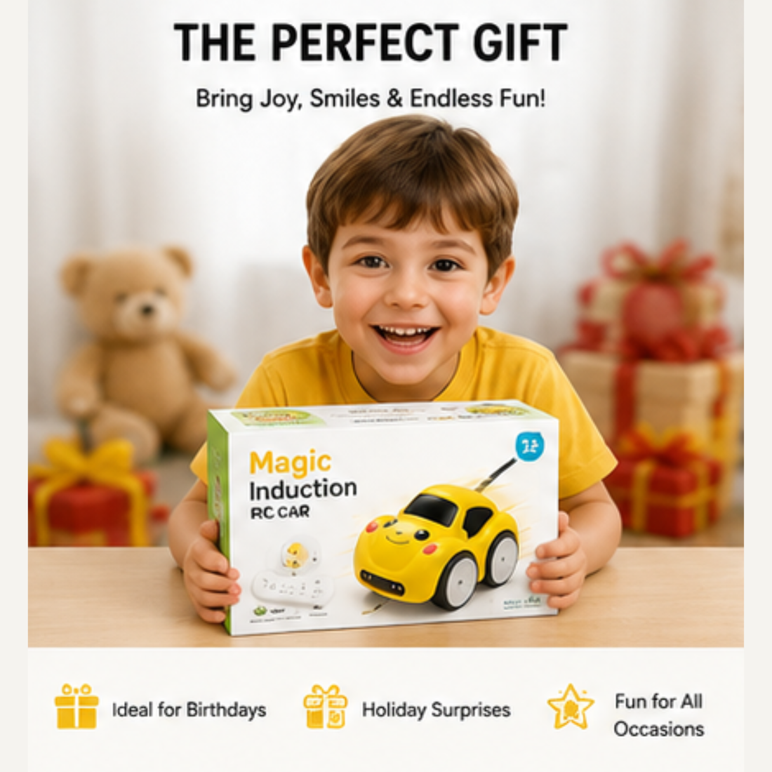 Magic Induction RC Car – 5-in-1 Smart Sensor Line Following Toy Car with Remote Controller & USB Rechargeable Battery (Random Color)