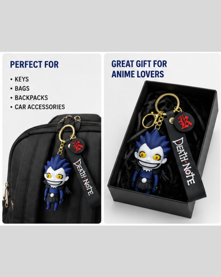 Death Note Ryuk Anime Keychain with Silicone Strap | Premium 3D Rubber Keyring | Cute Collectible Pendant for Bike Keys, Car Keys, Bags & Backpacks | Anime Gift for Fans