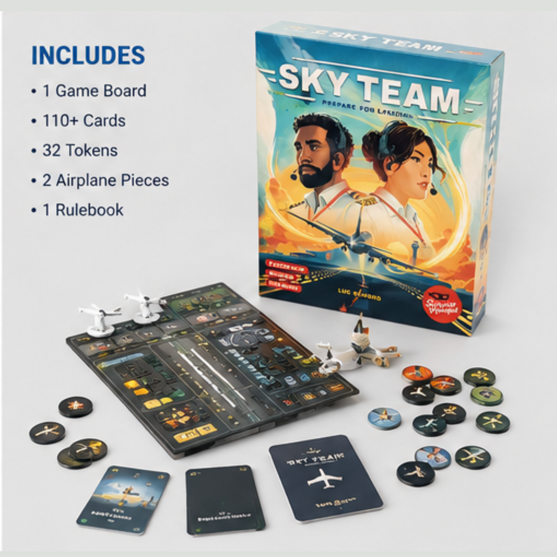Sky Team: Prepare for Landing – Cooperative Aviation Strategy Board Game for 2 Players