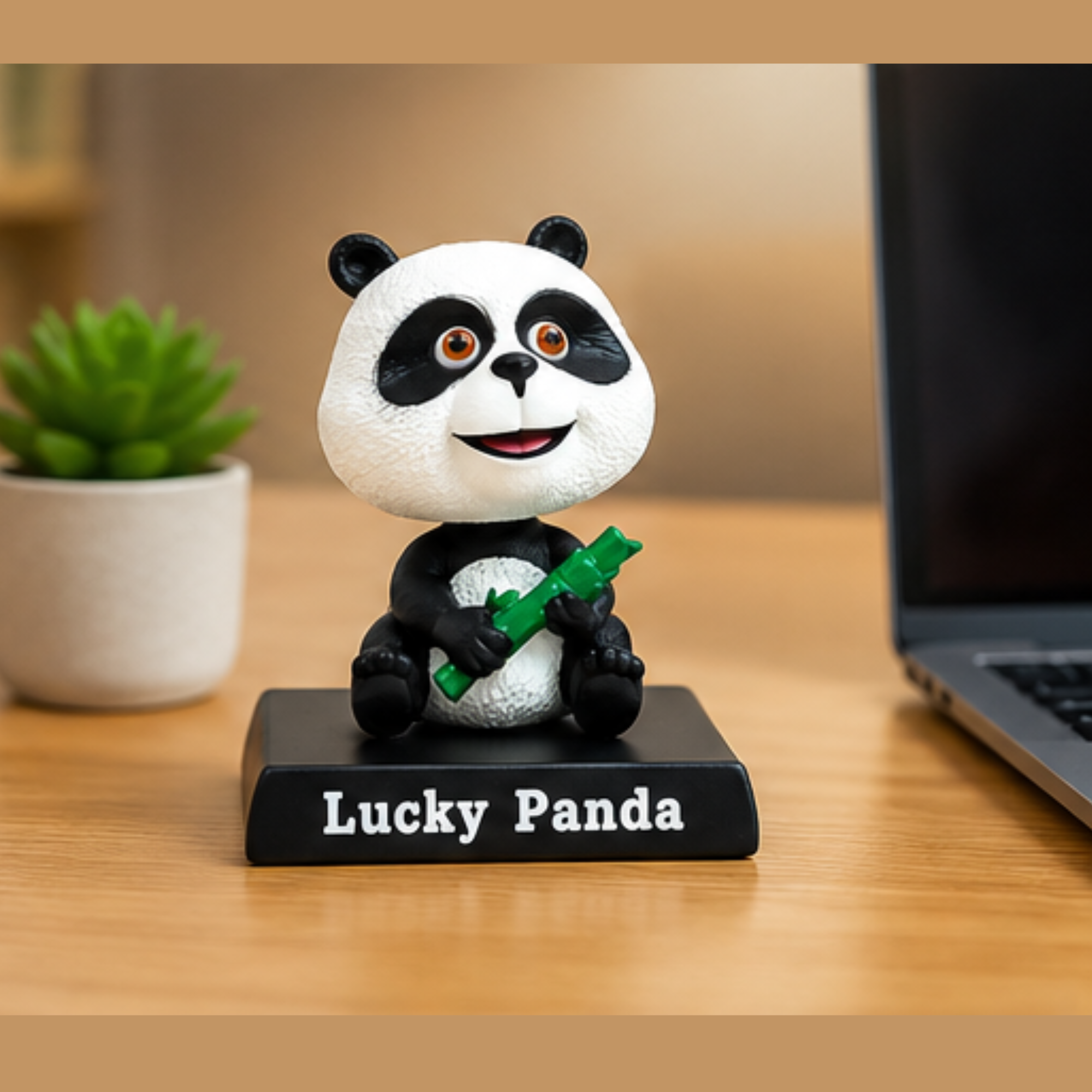Lucky Panda Bobblehead Figurine | Cute Panda Desk Decor | Car Dashboard Showpiece | Lucky Gift Collectible