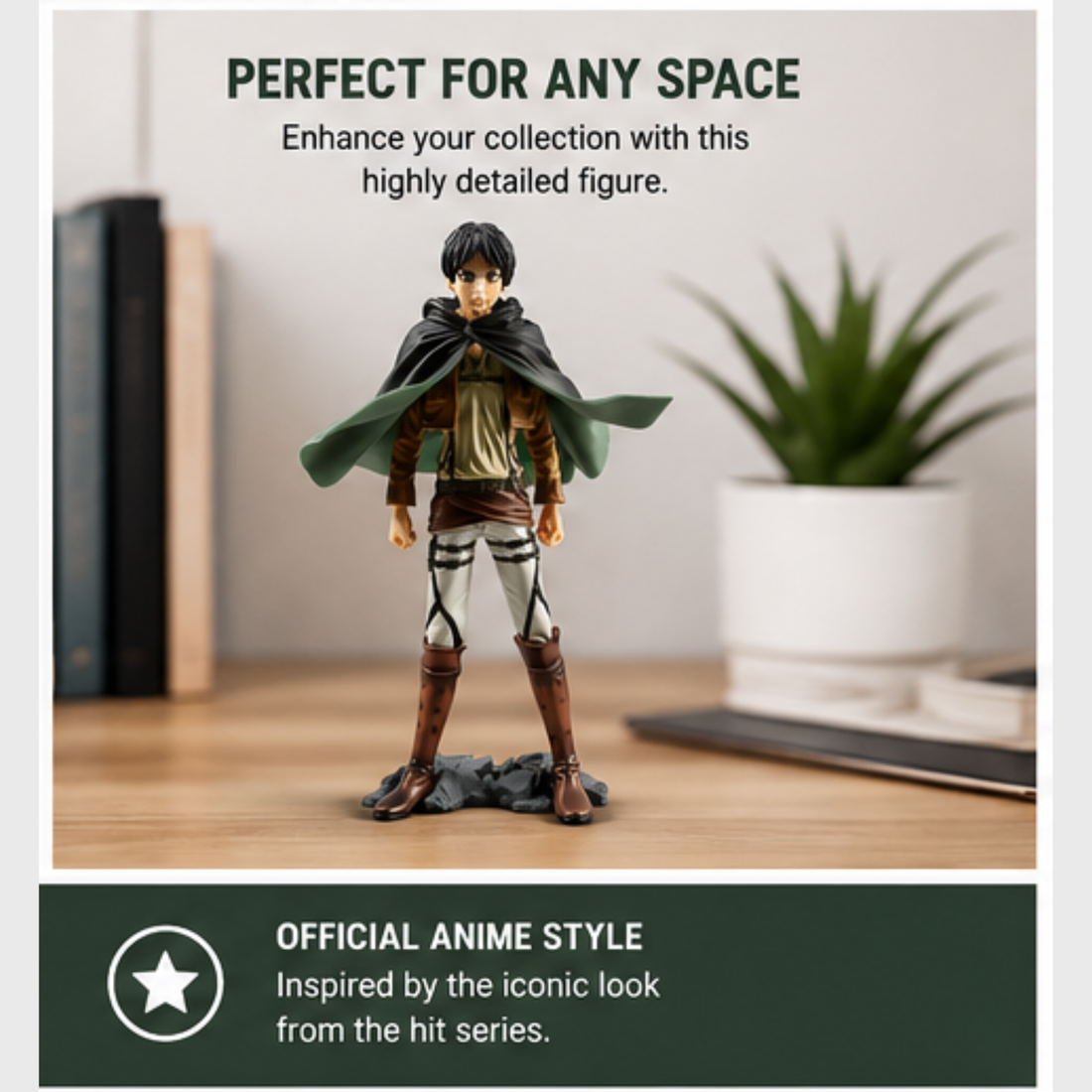 Eren Yeager Action Figure (Attack on Titan) – Premium Anime Collectible Statue for Display (25 CM)