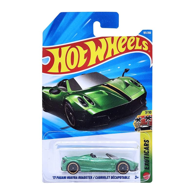 Hot Wheels Pagani Huayra Roadster Die-Cast Car (Green) | 1:64 Scale Collectible Sports Car | Exotic Cars Series | Official Mattel Toy for Kids & Collectors