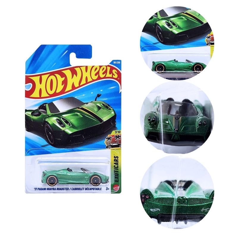 Hot Wheels Pagani Huayra Roadster Die-Cast Car (Green) | 1:64 Scale Collectible Sports Car | Exotic Cars Series | Official Mattel Toy for Kids & Collectors