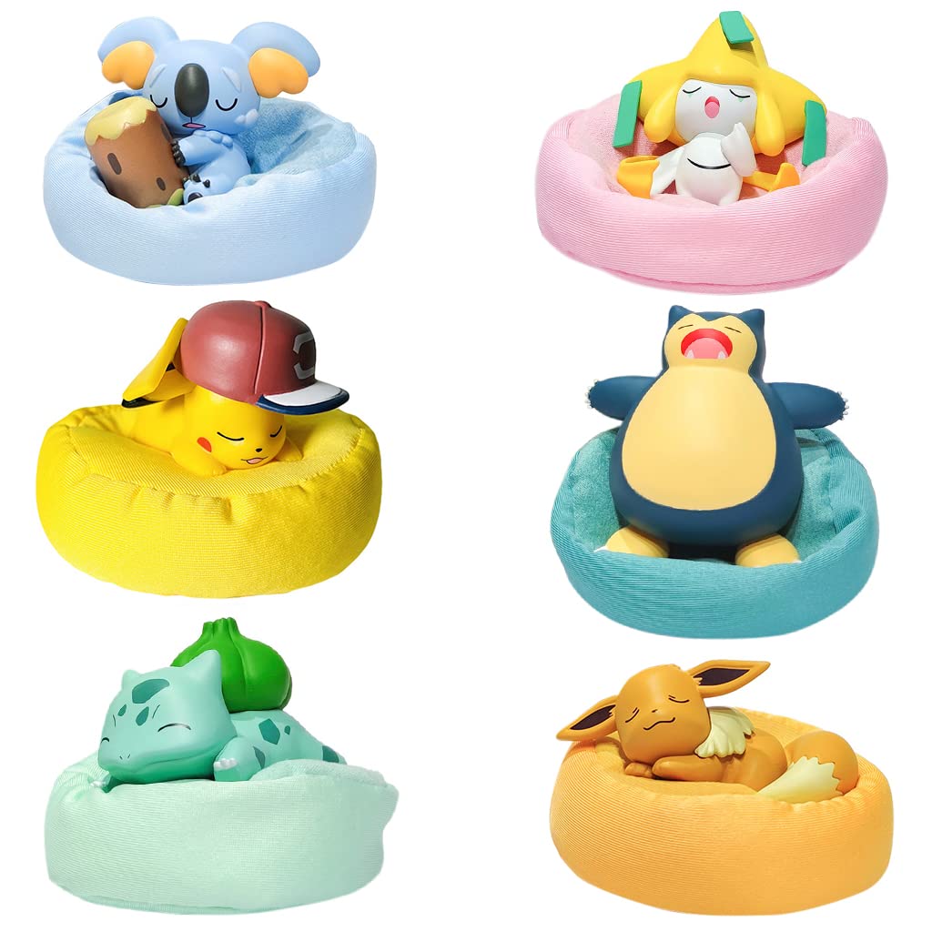 Cute Sleeping Monster Pocket Plush – Soft Desk Decor & Collectible Mini Plush | Pokémon 6-Piece Action Figure Set