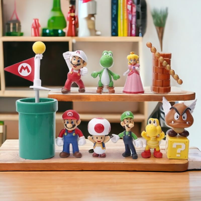Super Mario 10-Piece Action Figure Set – Mario, Luigi, Princess Peach, Yoshi, Toad & Friends | PVC Collectible Toy Set