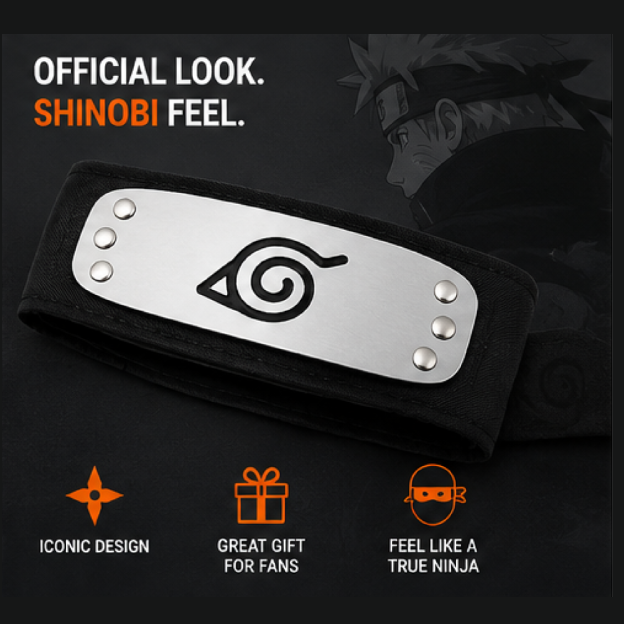 Naruto HeadNaruto Hidden Leaf Village Headband | Premium Metal Cosplay Forehead Protector | Anime Costume Accessoryband