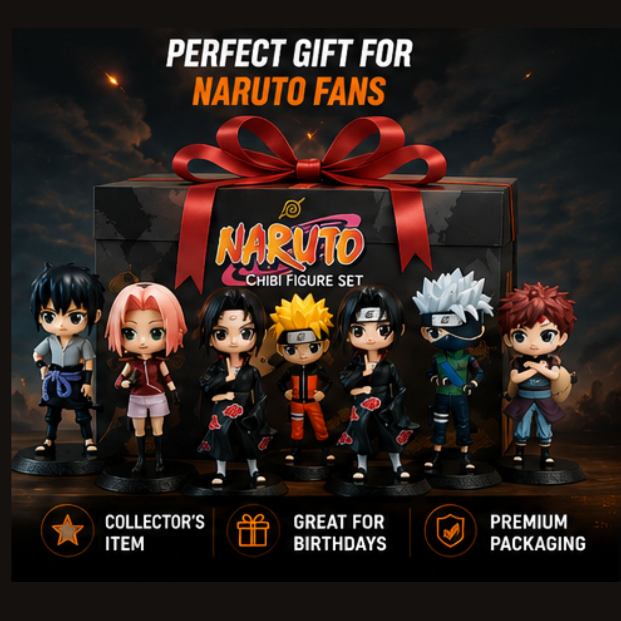Naruto Chibi Action Figure Set (6 Characters) | Naruto, Sasuke, Sakura, Kakashi, Itachi & Gaara Collectible Anime Mini Figures