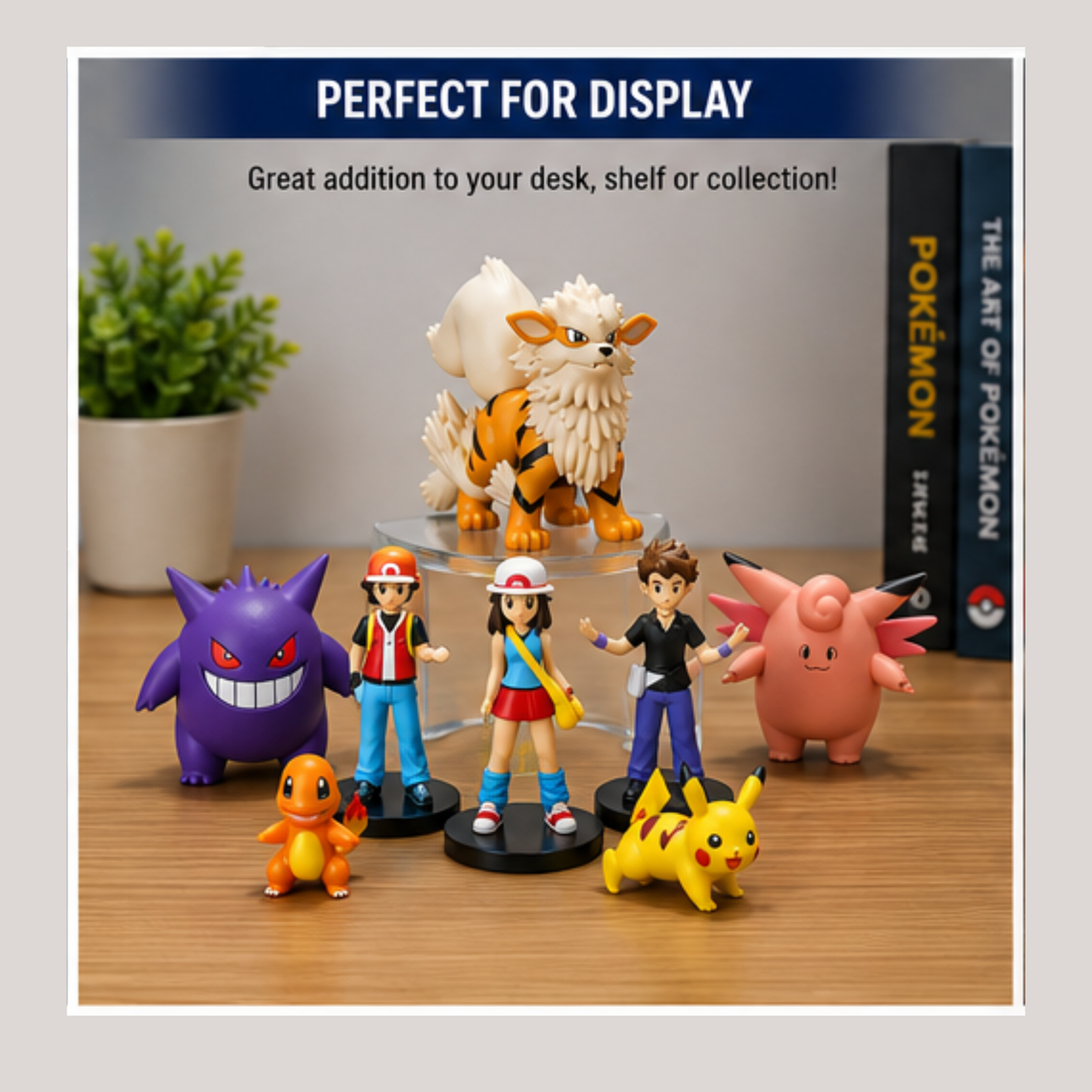 Pokémon 8 Figure Collector Set – Pikachu, Charmander, Gengar, Arcanine & Trainer Mini Action Figures | Premium PVC Anime Collectibles