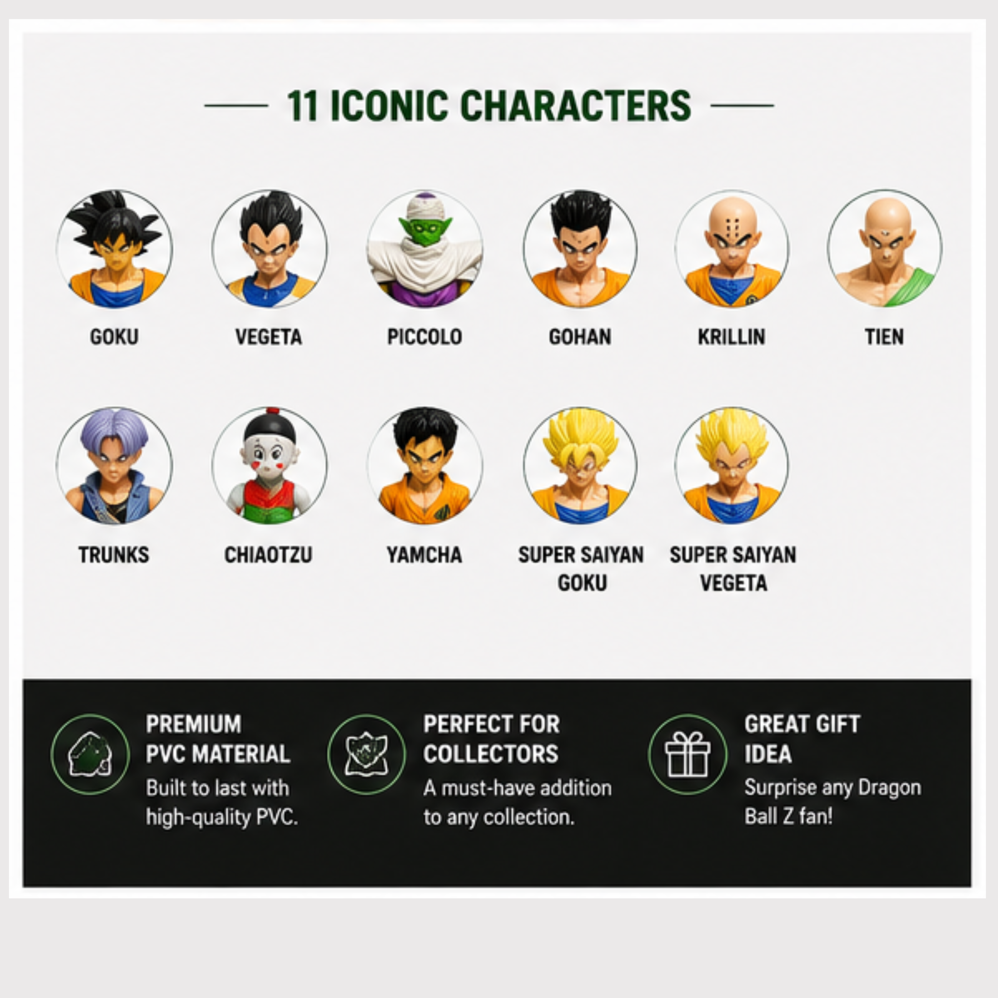 Dragon Ball Z Warriors Mega Figure Set (21.5 cm) – Goku, Vegeta, Gohan, Piccolo & More | Premium Collectible Display