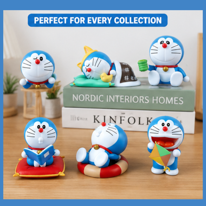 Doraemon 6-Piece Mini Figure Set | Cute Cartoon Collectible Toys for Kids, Desk Decor & Anime Fans