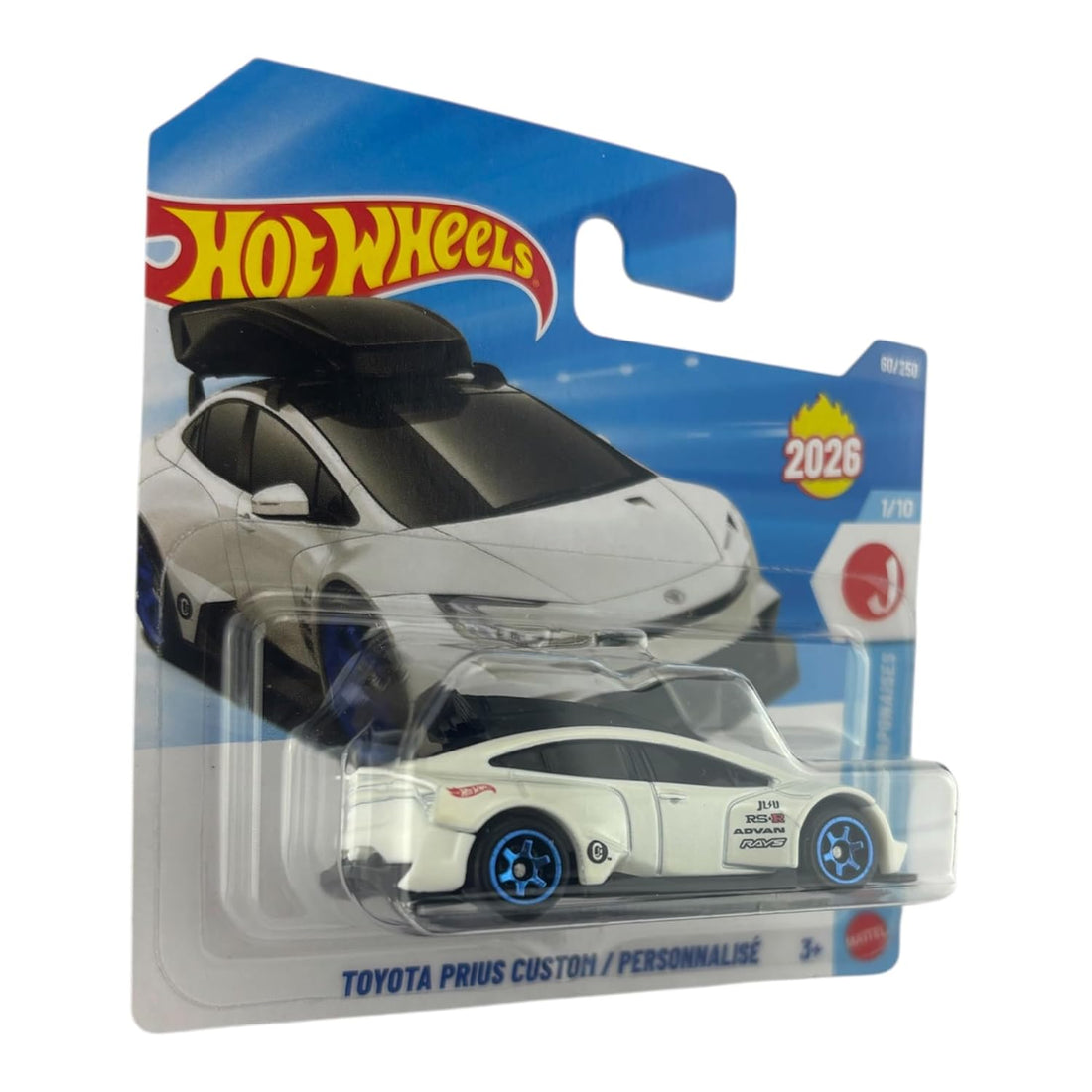 Hot Wheels Toyota Prius Custom Die-Cast Car – White J-Imports Series 1:64 Scale Collectible