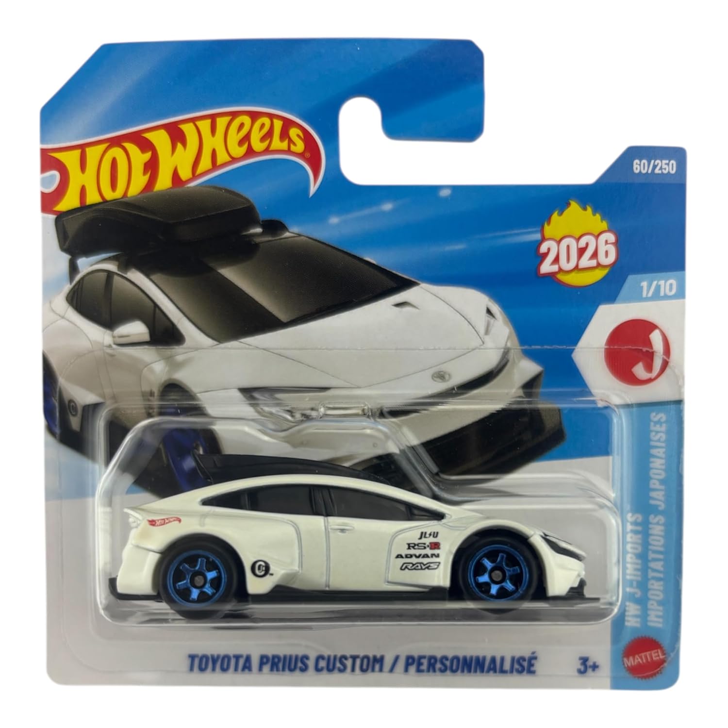 Hot Wheels Toyota Prius Custom Die-Cast Car – White J-Imports Series 1:64 Scale Collectible