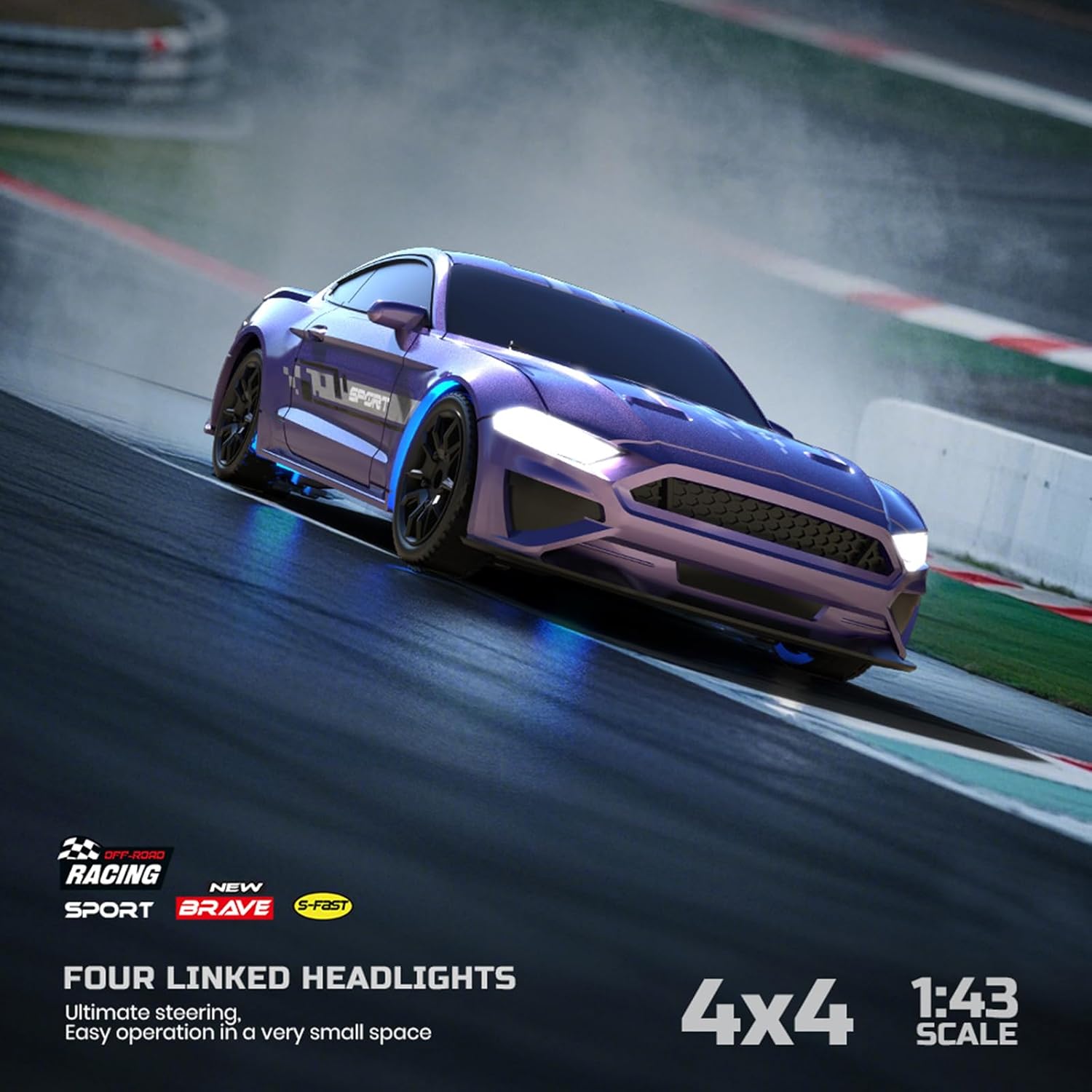RC Drift Car, 1/43 Mini RC Drift Car with LED Lights,2.4GHz Full Proportional Remote Control Car