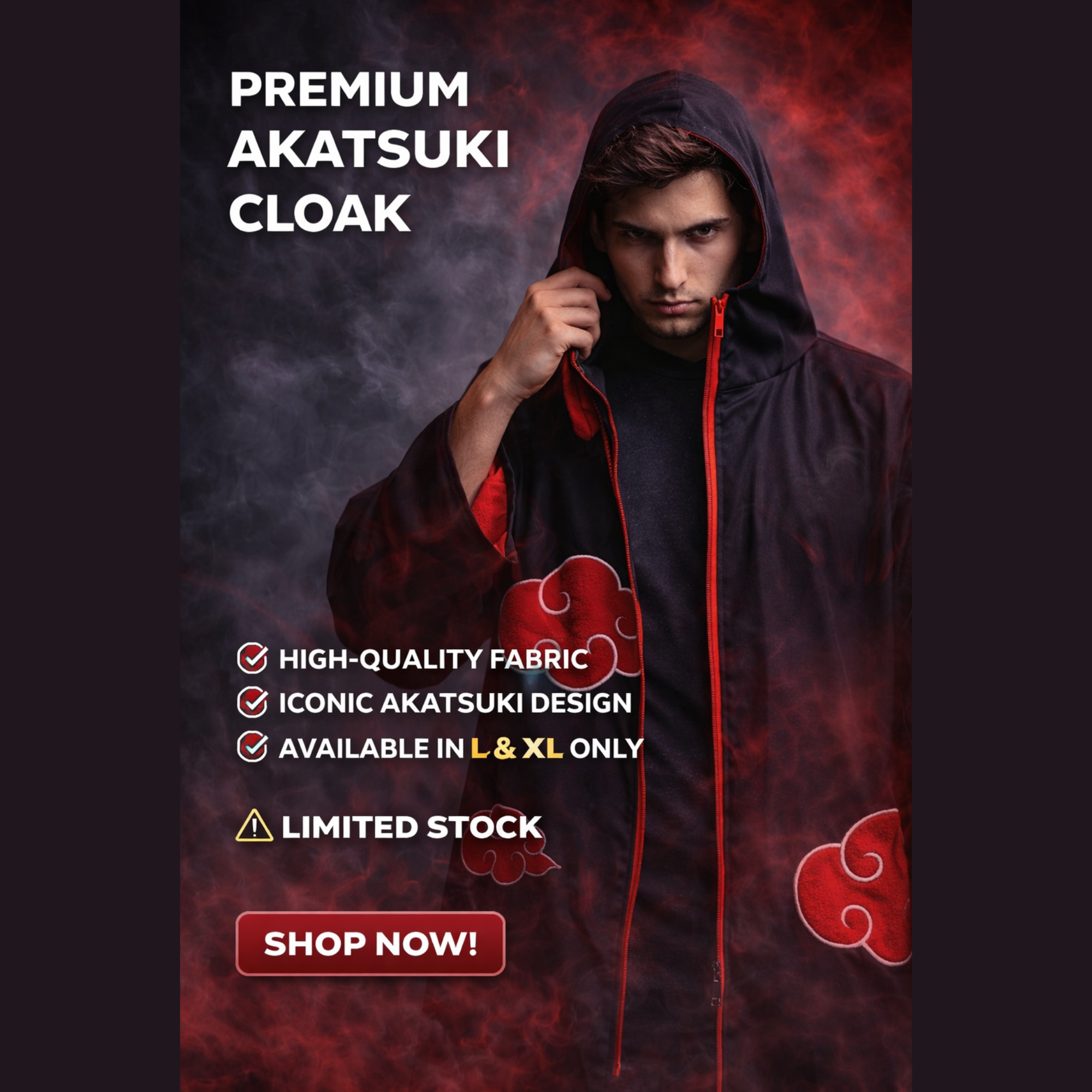 Akatsuki Cloak – Premium Anime Streetwear (L & XL Available)