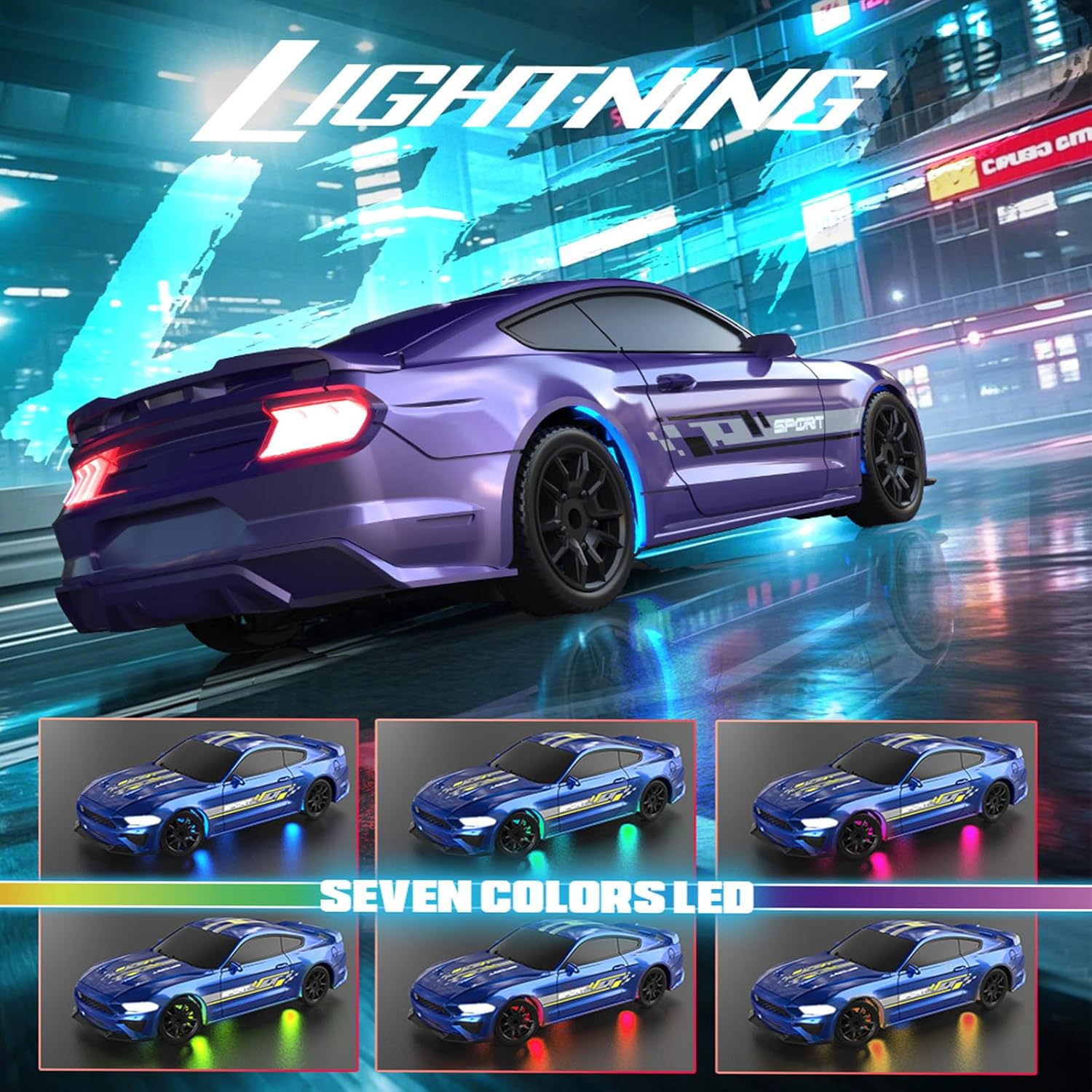 RC Drift Car, 1/43 Mini RC Drift Car with LED Lights,2.4GHz Full Proportional Remote Control Car