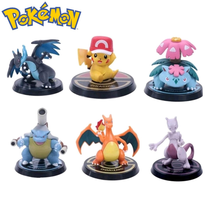 Pokémon 6-Piece Action Figure Set – Pikachu, Charizard, Mewtwo, Venusaur, Blastoise & Mega Charizard X Collectible Display Toys (8-11 cm)