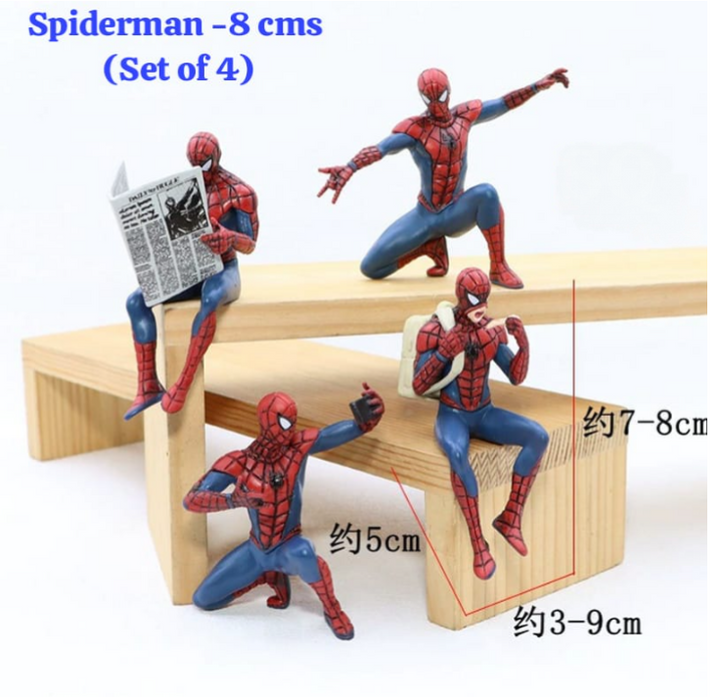 Spider-Man Mini Action Figures Set of 4 (5–8 cm) – Sitting & Posing Collectible Desk Toys
