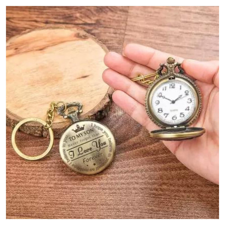 "To My Son" Embossed Watch Keychain