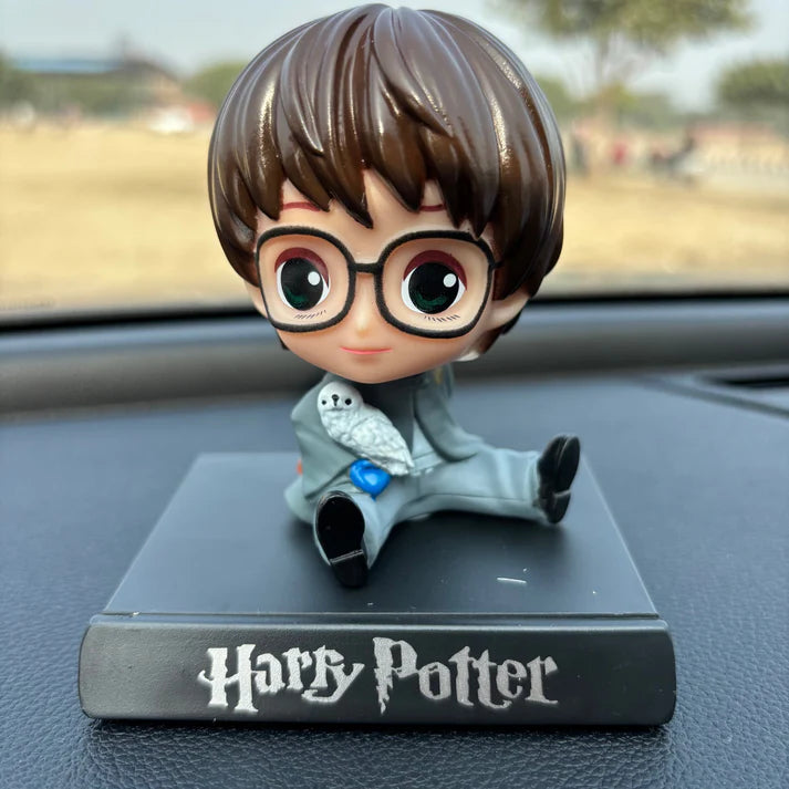 Harry Potter Chibi Bobblehead Figurine with Hedwig | Cute Desk & Car Dashboard Collectible | Anime Style Mini Statue